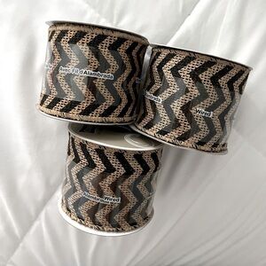 3 Rolls Burlap Wired Ribbon. New. 2.5 inches x 3 yds